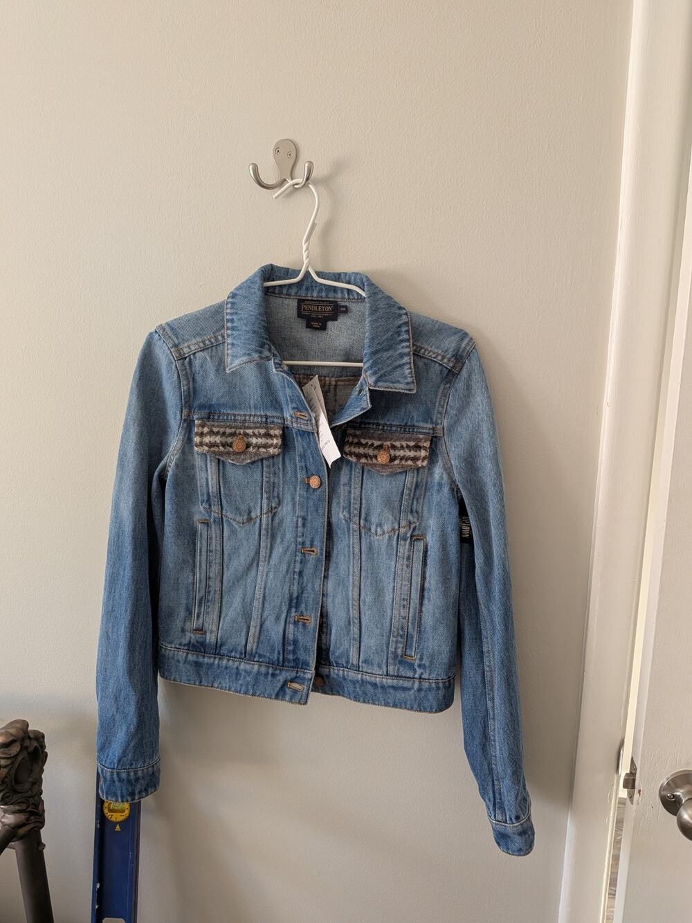 Pendleton Women’s Denim & Wool Jean Jacket XS Harding Star Grey Sample NWT